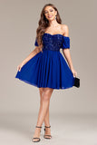 Sparkly Royal Blue Sequins Short Prom Dress