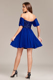 Sparkly Royal Blue Sequins Short Prom Dress