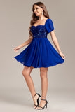 Sparkly Royal Blue Sequins Short Prom Dress