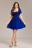 Sparkly Royal Blue Sequins Short Prom Dress