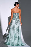 Sparkly Green A Line Sweetheart Long Prom Dress