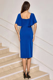 Royal Blue Bodycon Mother of Bride Dress with Short Sleeves