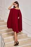 Burgundy Off the Shoulder Bodycon Cocktail Dress With Cape Sleeves