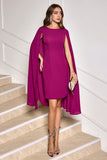 Grape Bodycon Cocktail Party Dress With Cape