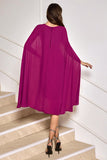 Grape Bodycon Cocktail Party Dress With Cape