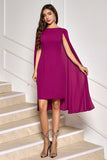 Grape Sheath Midi Cocktail Party Dress With Cape