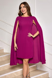 Grape Sheath Midi Cocktail Party Dress With Cape