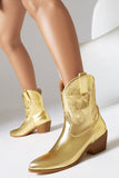 Golden Fashion Embroidered Round Toe Cowgirl Boots