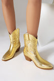 Golden Fashion Embroidered Round Toe Cowgirl Boots