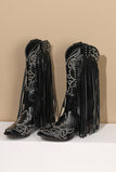 Black Rivet Embroidery High Boots