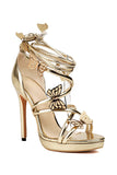 Golden Open Toe Stiletto with Butterfly