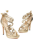 Golden Open Toe Stiletto with Butterfly