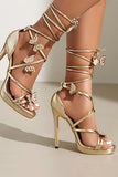 Golden Open Toe Stiletto with Butterfly