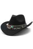 Black Bohemian Cowgirl Hat with Beading