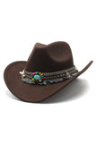 Black Bohemian Cowgirl Hat with Beading