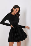 Black A Line Long Sleeves Cocktail Party Dress