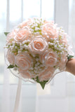 Pink Artificial Roses Bouquet for Wedding