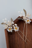 White Floral Bridal Hair Pins