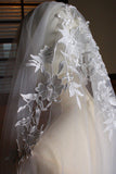 White Elegant Appliqued Bridal Veil