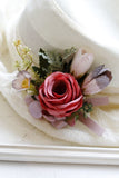 Red Bridesmaid Wrist Corsage and Groomsmen Boutonniere Set