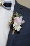 Red Bridesmaid Wrist Corsage and Groomsmen Boutonniere Set