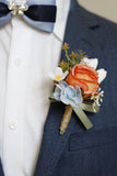 Red Bridesmaid Wrist Corsage and Groomsmen Boutonniere Set