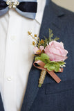 Red Bridesmaid Wrist Corsage and Groomsmen Boutonniere Set