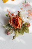 Apricot Wrist Corsage and Boutonniere Set