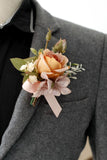 Apricot Wrist Corsage and Boutonniere Set