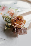 Apricot Wrist Corsage and Boutonniere Set