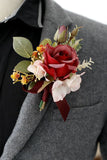 Apricot Wrist Corsage and Boutonniere Set