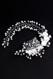 White Rose Pearl Bridal Hair Accessory