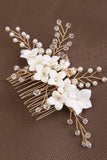 White Pearl Flower Bridal Hair Comb