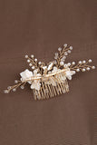 White Pearl Flower Bridal Hair Comb