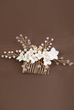 White Pearl Flower Bridal Hair Comb