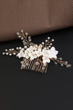 White Pearl Flower Bridal Hair Comb