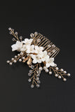 White Pearl Flower Bridal Hair Comb