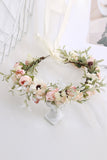 Blush Sweet Simulation Rose Wreath Bridesmaid Flower Girl Headdress