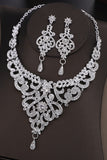 Silver Luxury Rhinestone Necklace and Earrings Bridal Jewelry Set