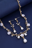 Golden Bridal Jewelry Alloy Rhinestone Necklace Earrings