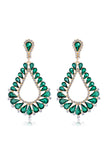 Dark Green New Retro Bohemian Style Diamond Hollow Glass Crystal Earrings