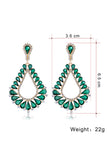 Dark Green New Retro Bohemian Style Diamond Hollow Glass Crystal Earrings