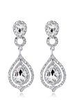 White Bridal Alloy Diamond Water Rrop Earrings