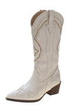 White Pointed Toe Embroidered Cowgirl Boots