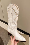 White Pointed Toe Embroidered Cowgirl Boots