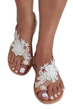 White Bohemian Floral Flat Sandals