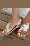 White Bohemian Floral Flat Sandals