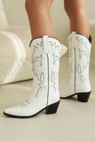 Black Vintage Embroidered Block Heel Cowgirl Boots