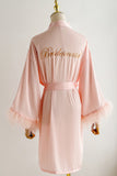 Red Bride Bridesmaid Tea-Length Robe with Feather