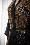 Black Sparkly Bride Robe with Rhinestones